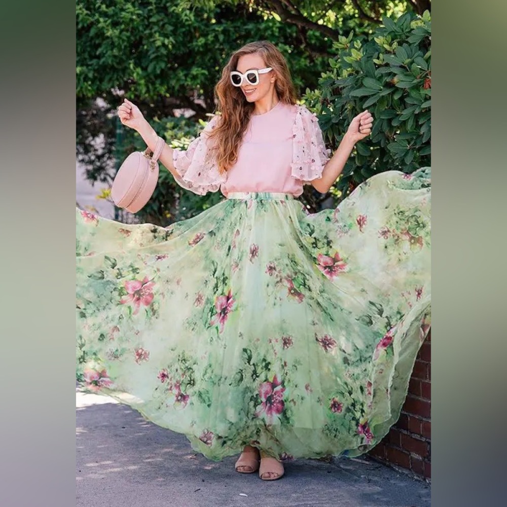 New FLORAL AND FRILL MAXI SKIRT - Picture 2 of 16
